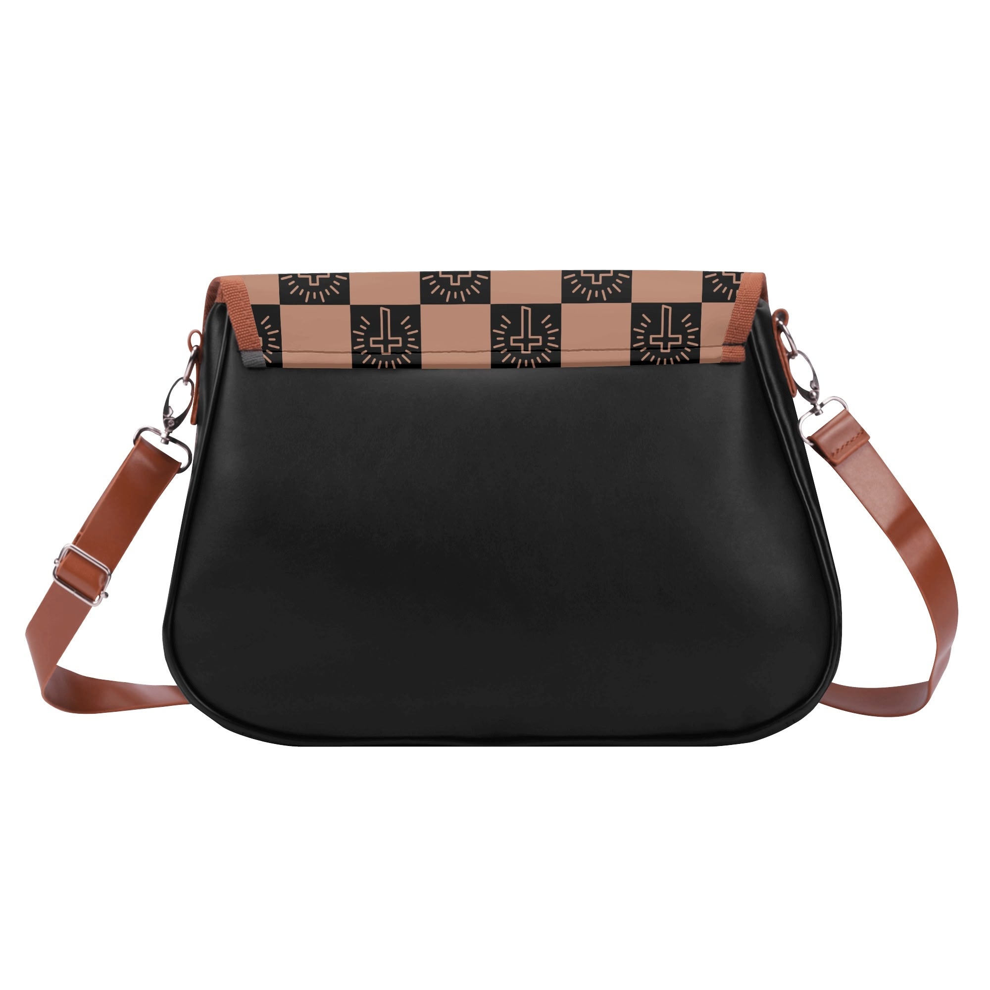 Checkered Cross Classic Vegan Leather Shoulder Bag