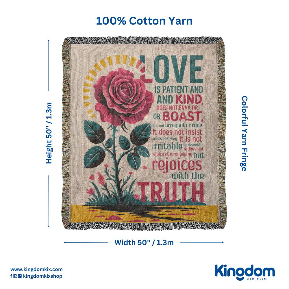 Love is patient, Love is kind Woven Heirloom Blanket