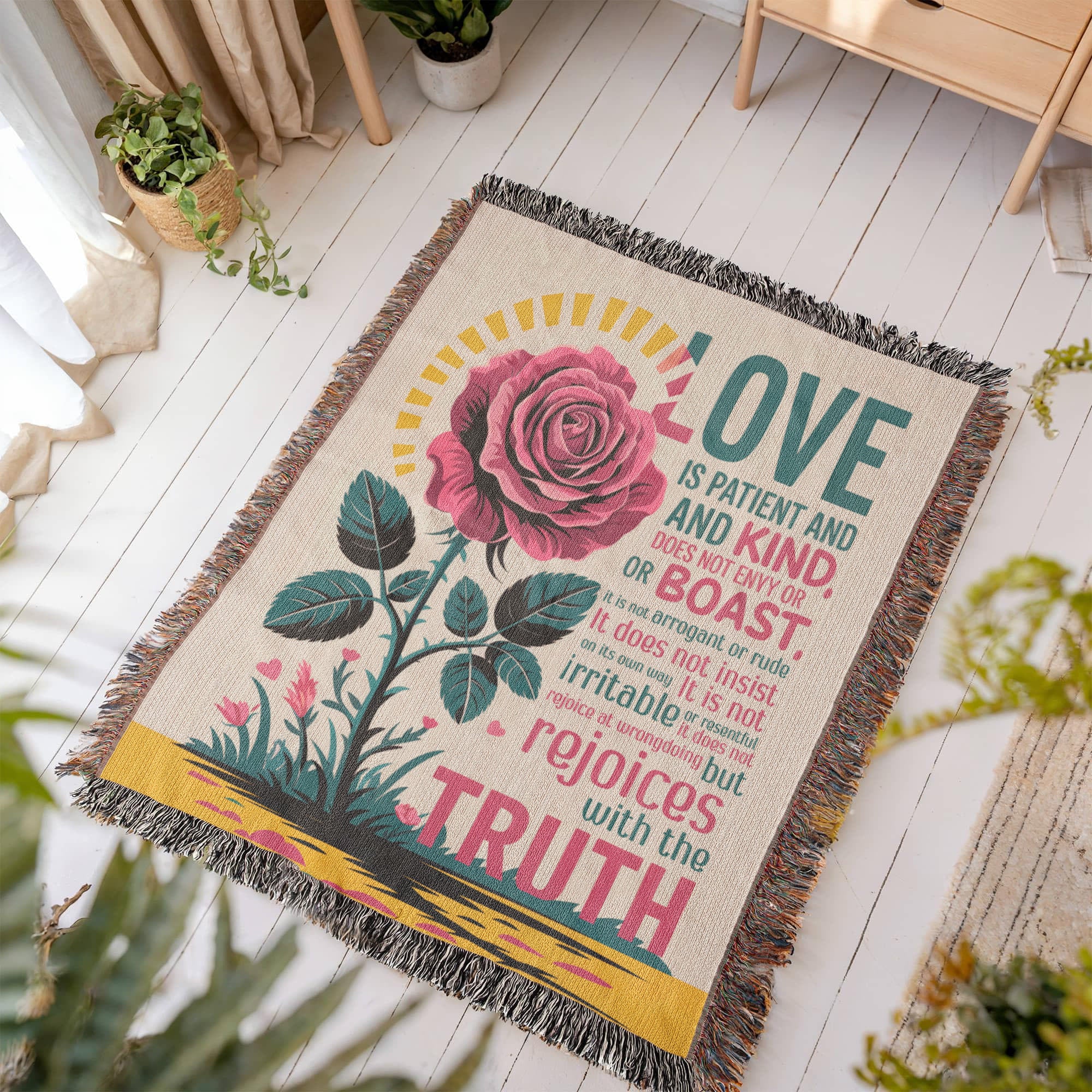 Love is patient, Love is kind Woven Heirloom Blanket