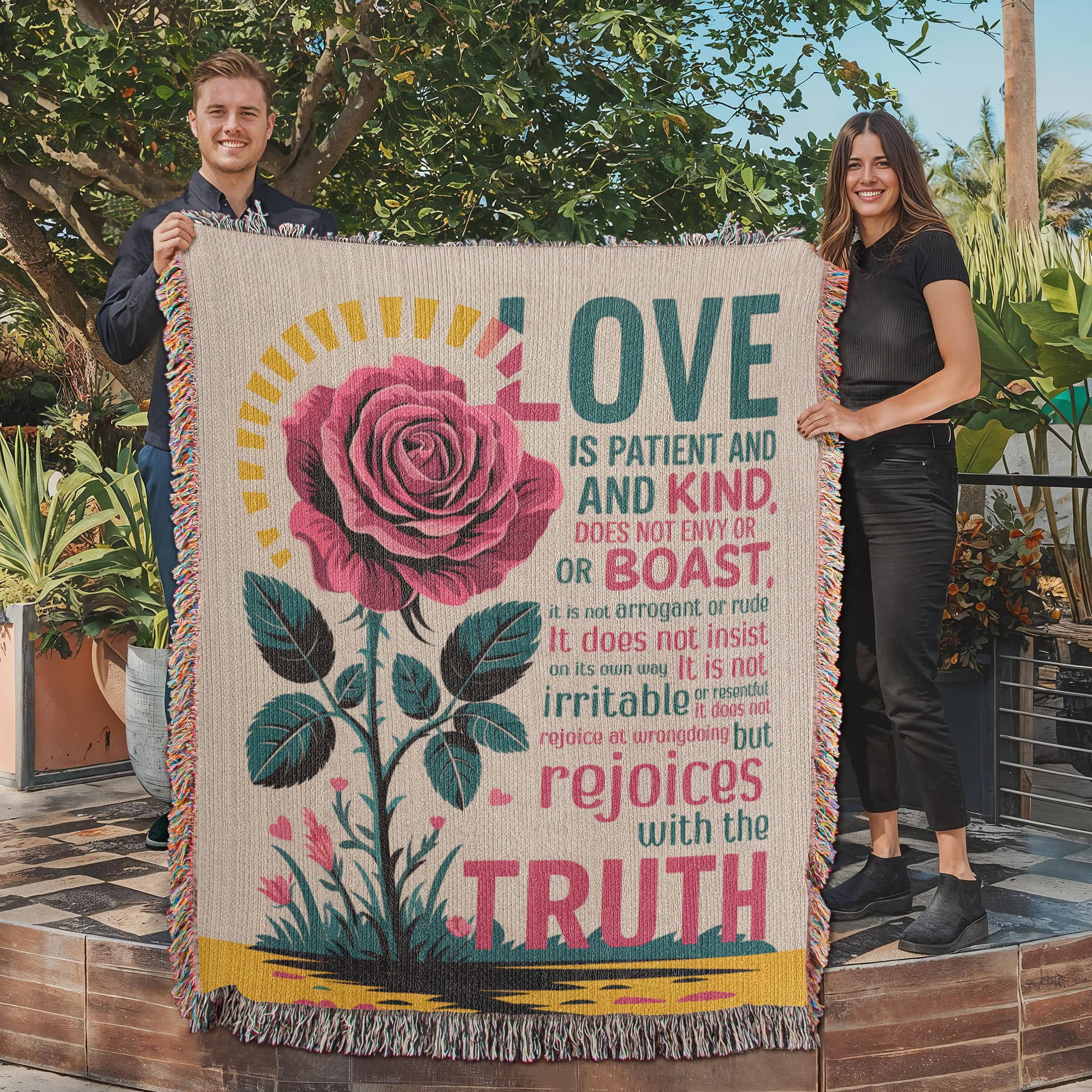 Love is patient, Love is kind Woven Heirloom Blanket