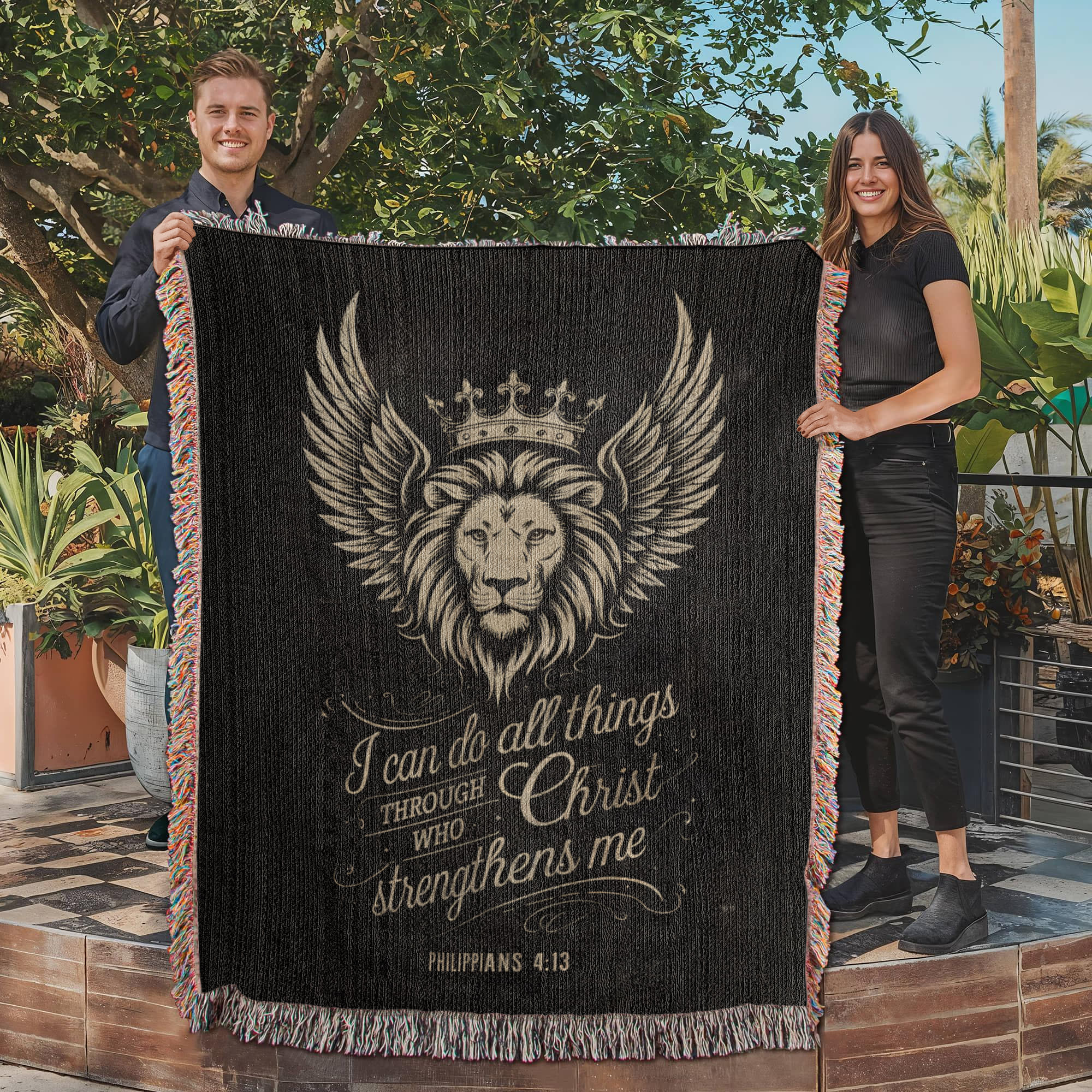 I can do all things through Christ - Philippians 4:13 Woven Heirloom Blanket