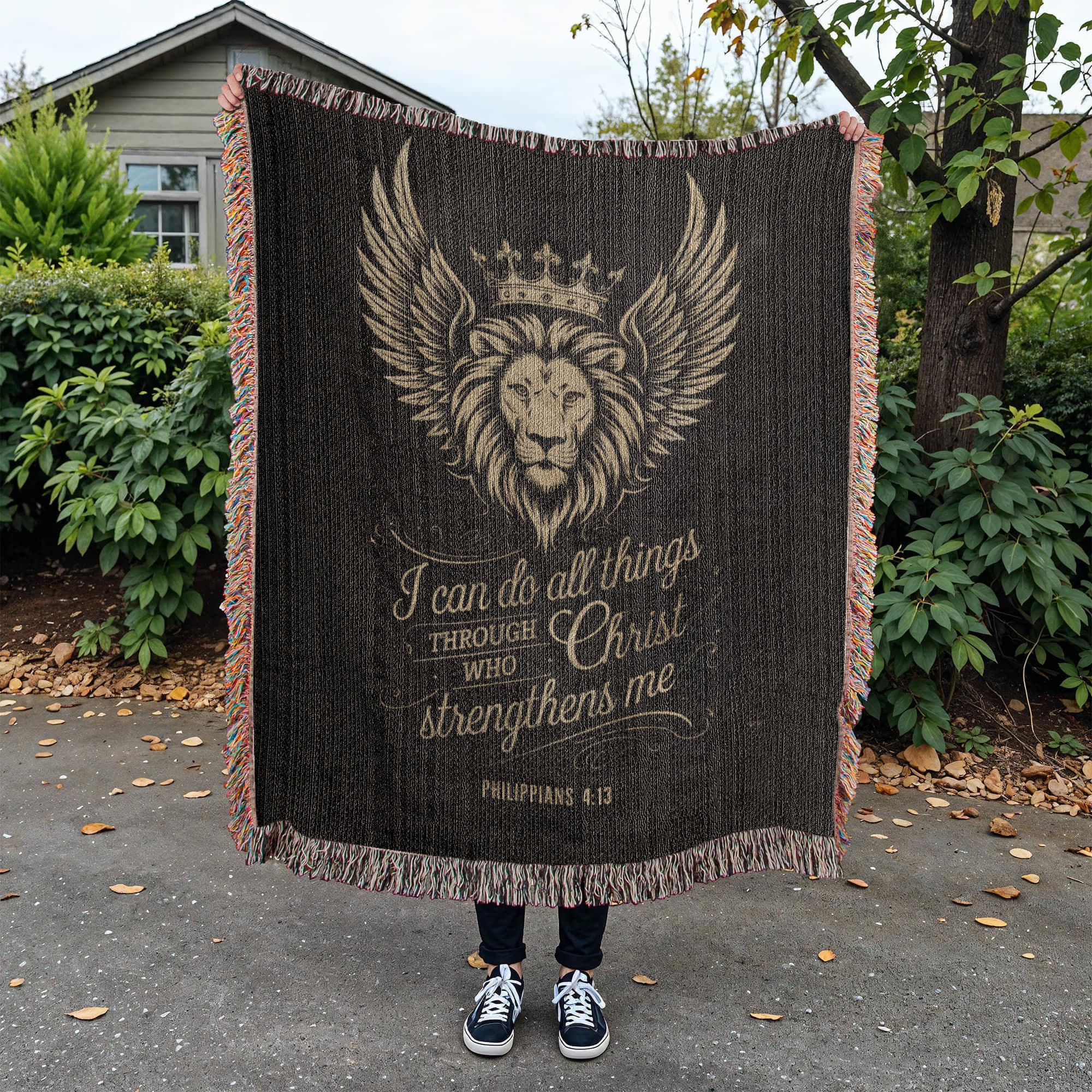 I can do all things through Christ - Philippians 4:13 Woven Heirloom Blanket