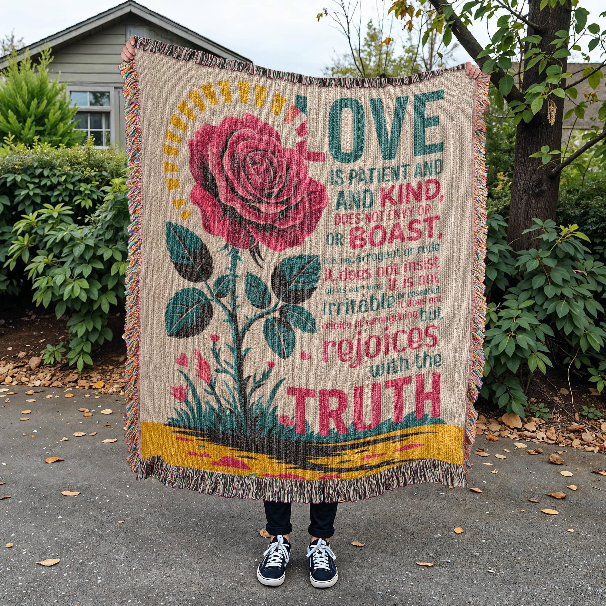 Love is patient, Love is kind Woven Heirloom Blanket