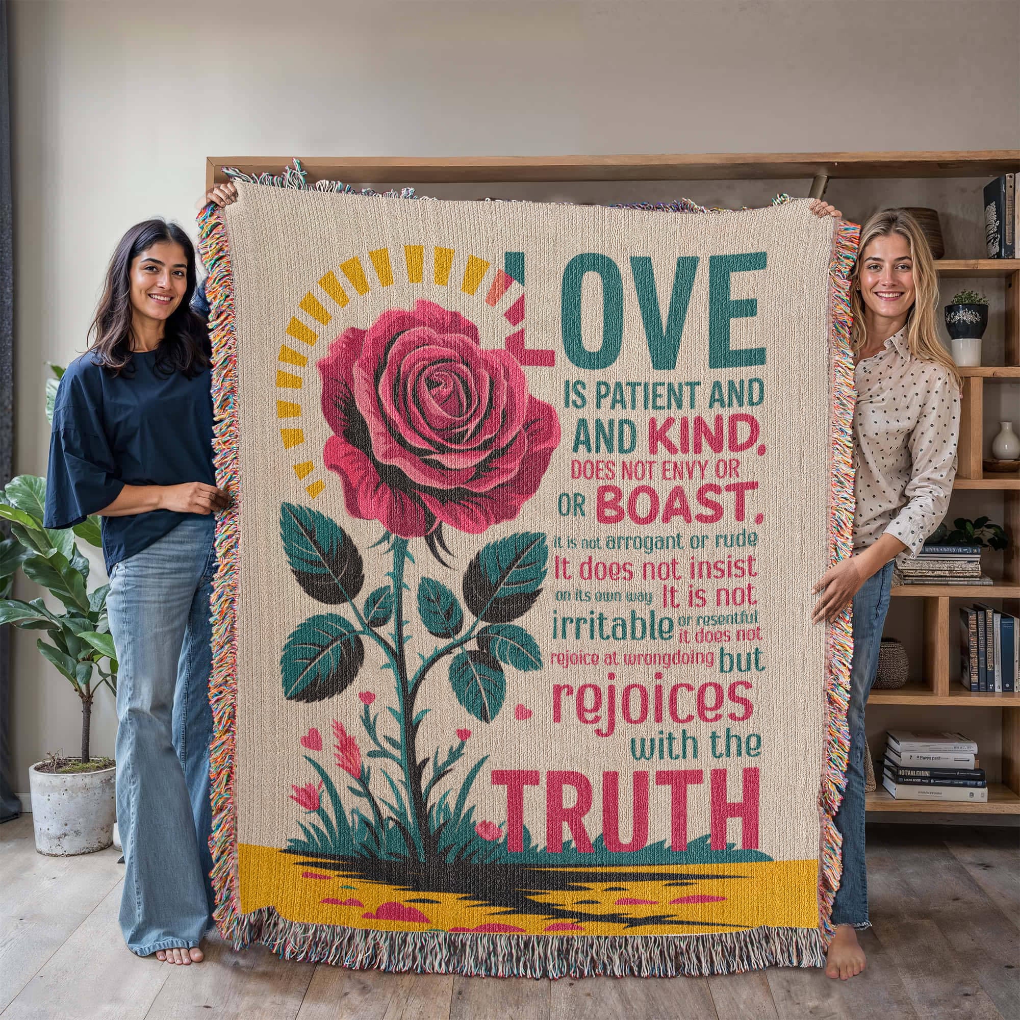 Love is patient, Love is kind Woven Heirloom Blanket