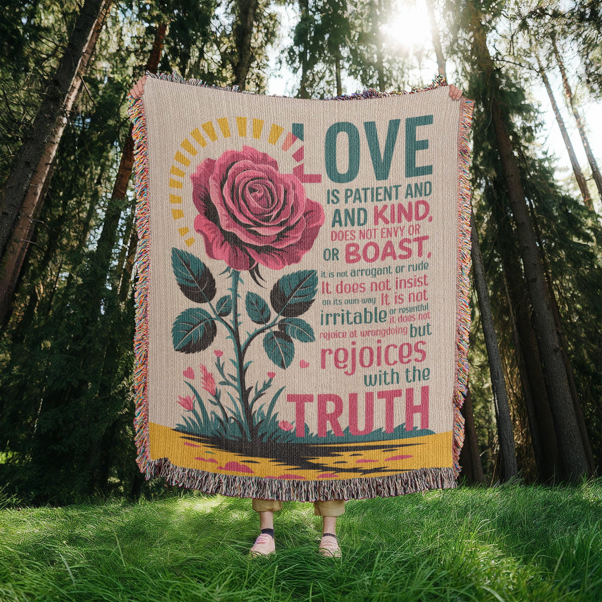 Love is patient, Love is kind Woven Heirloom Blanket