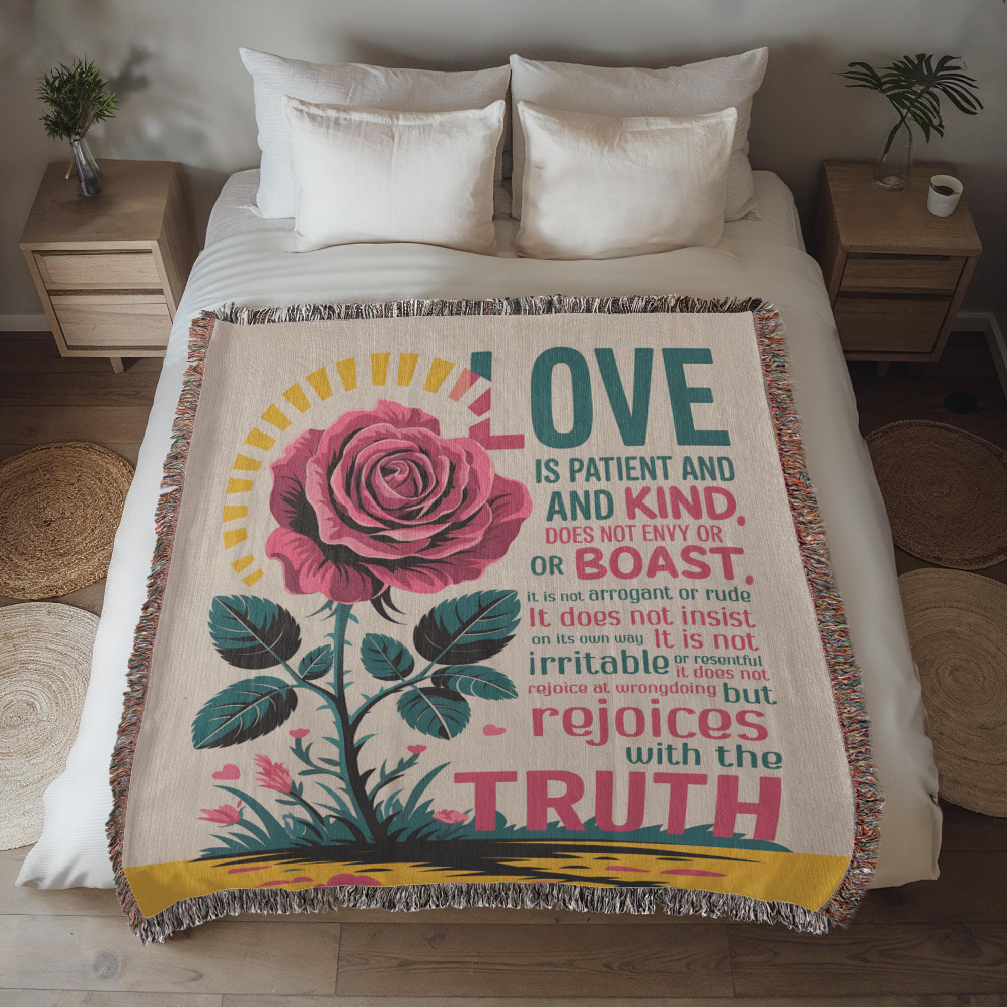 Love is patient, Love is kind Woven Heirloom Blanket