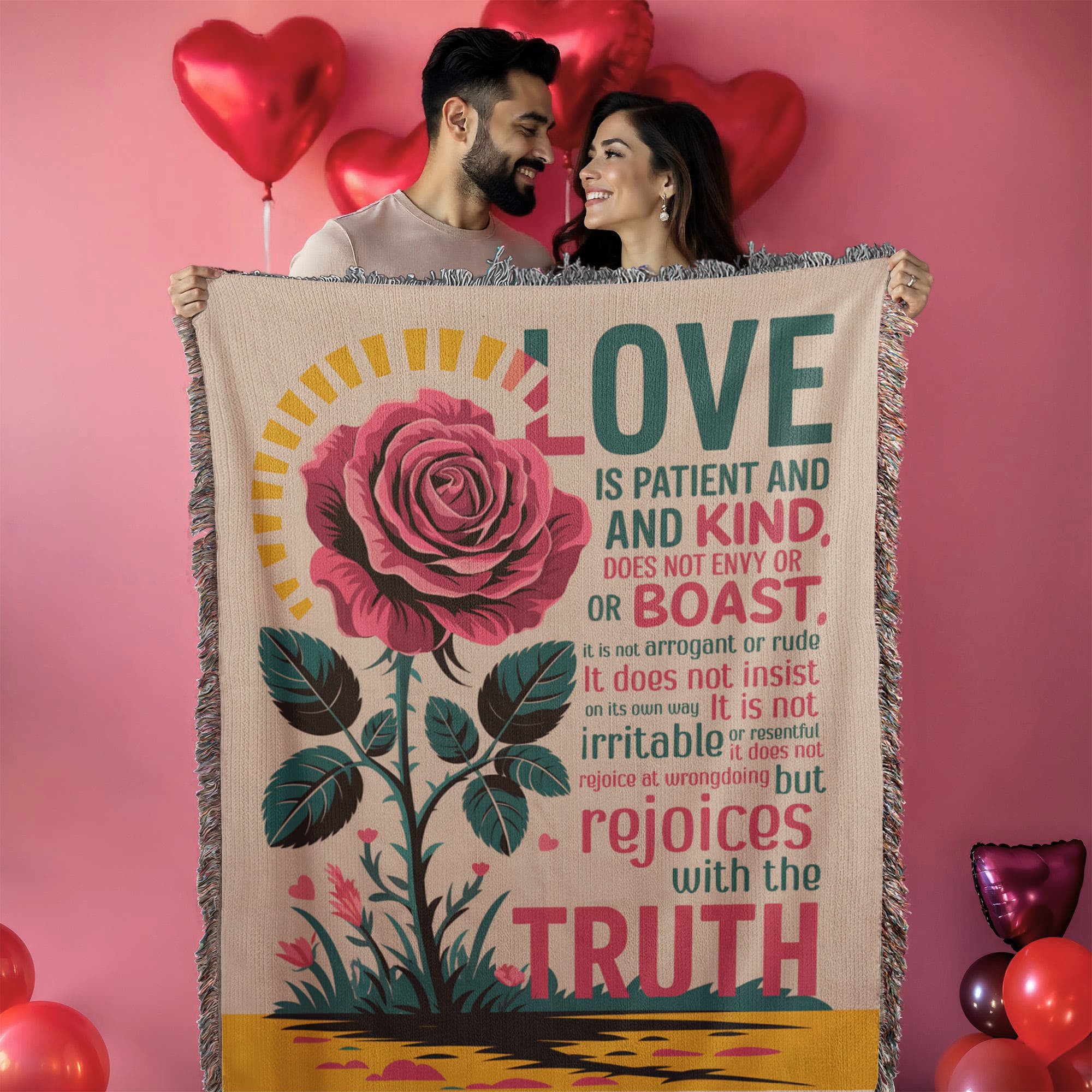 Love is patient, Love is kind Woven Heirloom Blanket
