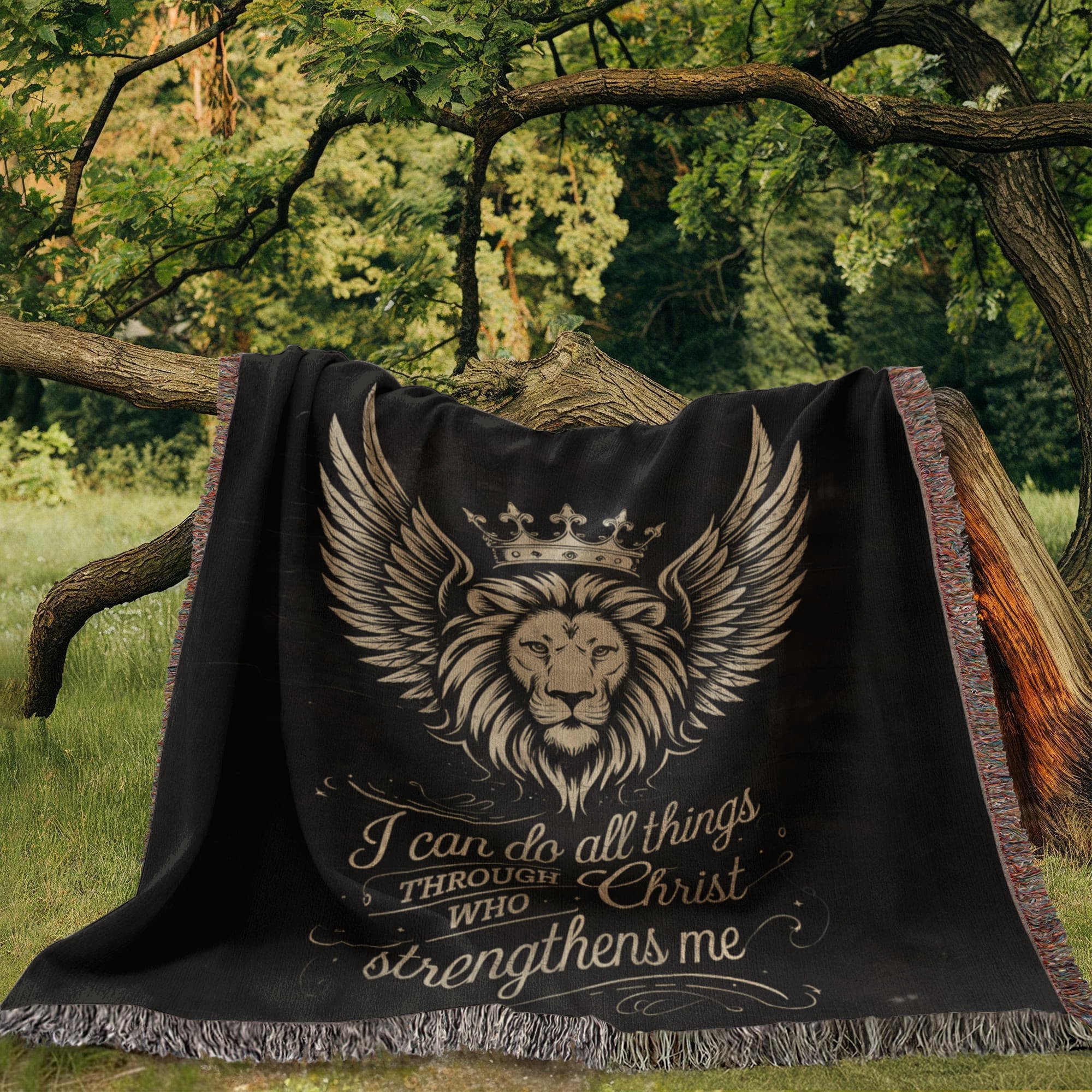 I can do all things through Christ - Philippians 4:13 Woven Heirloom Blanket